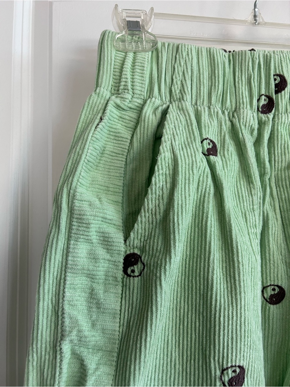 BDG Mint Green Corduroy Joggers with Yin Yang Motif